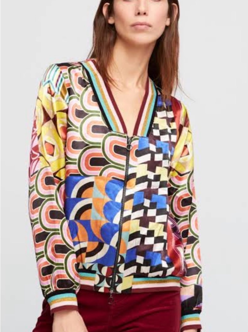 Aldo Martins Multicolor Geometric Bomber Jacket